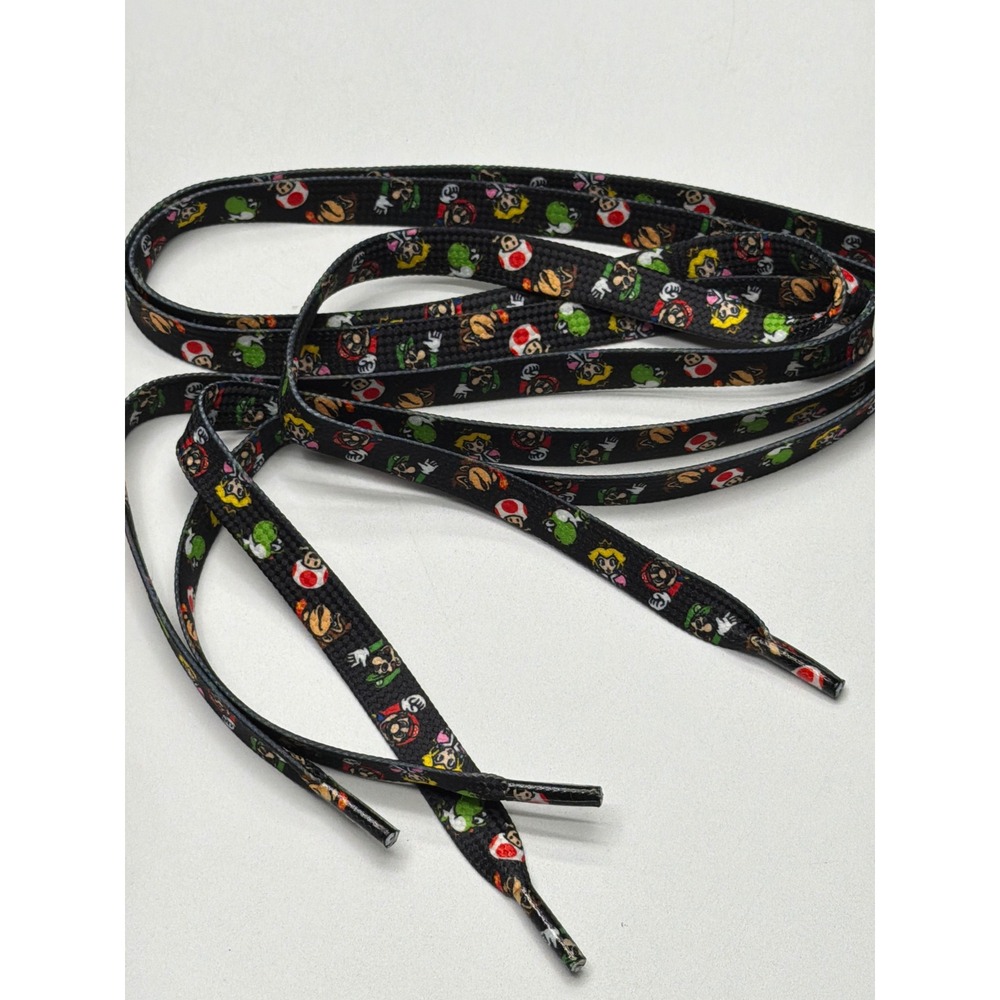 Kids Mario Kart Character Shoelaces Black Red Green Blue Yellow Fun 40 inches